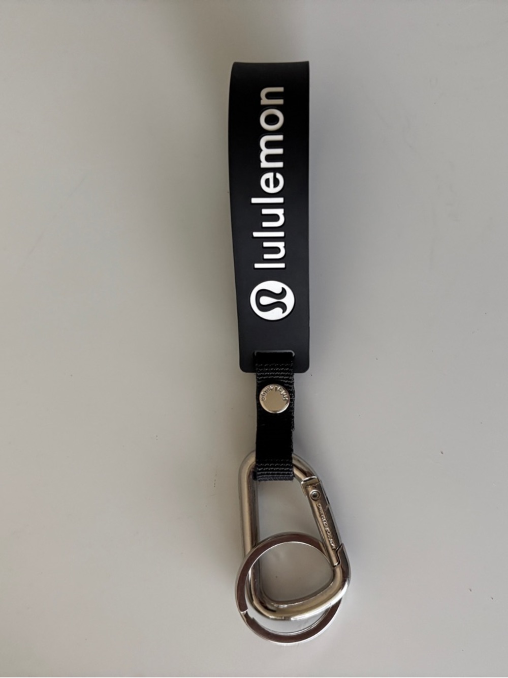 lululemon athletica Black Keychain Wrist Strap with Silver Hardware